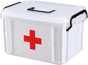 Medicine Storage Box Medicine Chest with Handle First Aid Kit with Compartment L - Picture 1 of 7
