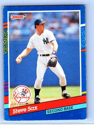 1991 Donruss Steve Sax #163a New York Yankees - Image 1 of 2
