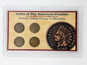 1859 1909 4 Stück Münzen der American Frontier Indian Head Penny Sammlung - Bild 1 von 2