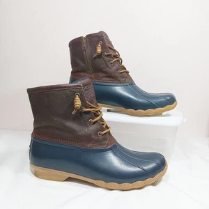 Sperry Regen-/Schneestiefel blau braun Leder Größe 10M - Bild 1 von 12