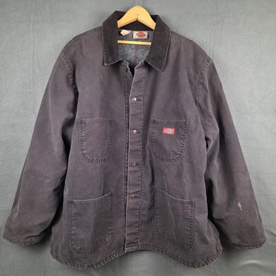 Dickies Jacket Mens XXXL Denim Blanket Lined Chore Barn Corduroy Collar Coat VTG - Image 1 of 4