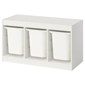 New IKEA TROFAST Storage Unit w/ Boxes White/White 99x44x56cm Kids Toy Organizer - Picture 1 of 4