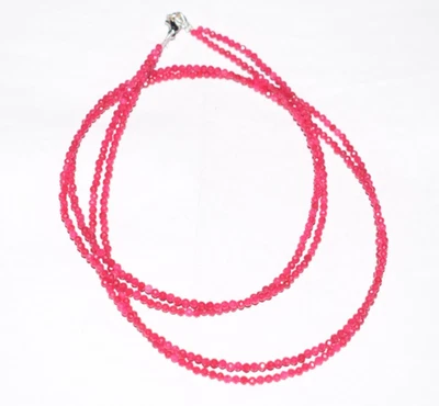 natural red ruby gemstone round 2 mm beads necklaces 22" 2 layered string - Image 1 of 4