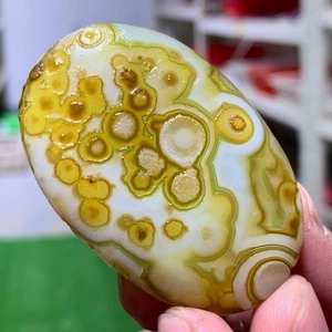 39G  Rare! Natural Gobi Agate Eye Agate/Crystal PalmStone Madagascar - Picture 1 of 13