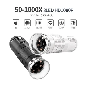 Microscopio digital de mano USB WIFI1000X lupa 8 LED para iPhone Android PC - Imagen 1 de 10