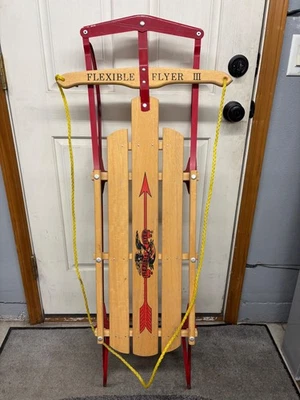Flexible Flyer III 3 Red Metal/Wood Sled - Image 1 of 4