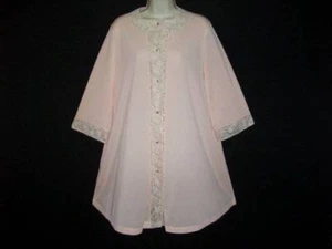 VTG QUALITY ROGERS CREAMY PEACH LAVISH LACE POCKET RETRO 50's DRESS ROBE M - Picture 1 of 1