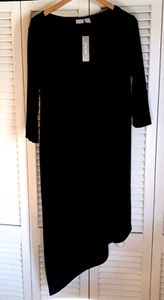 Chico's Travelers Size 12P L, Chico's 2P, Black Asymmetrical Hem 3/4 Sleeves NWT - Picture 1 of 6