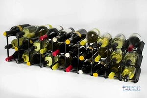 Cranville Weinregal Aufbewahrung 20/30 Flaschen schwarz gebeizt Holz/schwarz Metall montiert - Bild 1 von 5