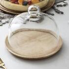 Wood Cake Tray with Dome, Bread Display Dessert Serving Plate for Restaurants