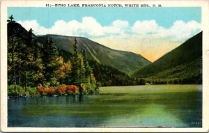 Cartolina White Mountains New Hampshire NH Franconia profilo Echo Lake - Foto 1 di 2