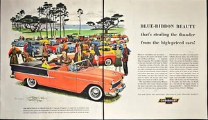 Chevrolet Convertible "Concours d'Elegance" Pebble Beach CA 2 Pg Print Ad 1955 - Picture 1 of 5