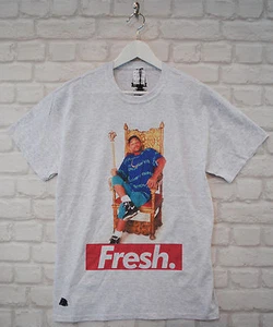 Actual Fact Fresh Prince Throne Grey Speckle Will Smith 90s Crew Tee T-shirt - Picture 1 of 6