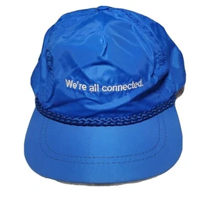 Vintage La Mode Rope Hat Leather Strap Back "We're all Contected" - Picture 1 of 9
