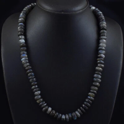 415.00 Cts Natural Untreated Labradorite Round Shape Beads Necklace JK 12E162 - Image 1 of 2