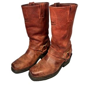 Harley Davidson Women's 87009 Harness Boots Size 7 Maroon Leather - Picture 1 of 17