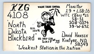 North Dakota Blackbird Hansen Kintyre North Dakota ND QSL Ham Radio Card VTG - Picture 1 of 2