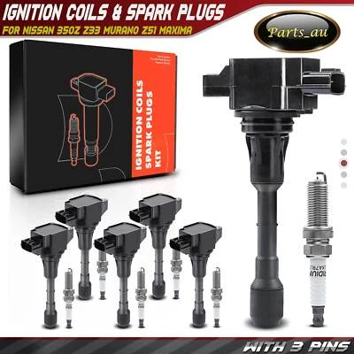 6x Ignition Coils & 6x Spark Plugs for Nissan 350Z Z33 Murano Z51 Maxima Renault - image 1 of 4
