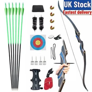 40LBS 60" Takedown Archery Recurve Bow 6XCarbon Arrows Set Wooden Riser - Picture 1 of 18