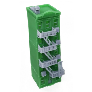 Outland Models Railroad Scenery City Apartment (Green) w Fire Escape Z Scale - Picture 1 of 3