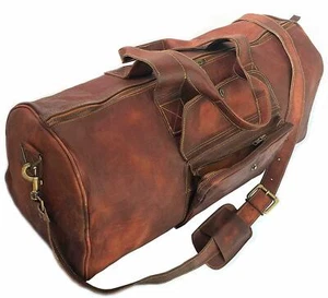 24" Vintage Echtleder Seesack Reisegepäck Sporttasche Übernachtung Weekender Tasche - Bild 1 von 6