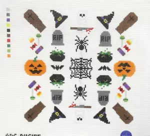 Atlantic Blue Halloween Holiday Kaleidoscope Handpainted Needlepoint Canvas - Picture 1 of 1