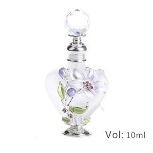 10ml Elegant Empty Perfume Bottle Flower Heart Shape Crystal Cosmetic Container - Picture 1 of 4