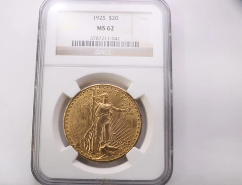 1925 MS62 No Mint USA 20 Dollar Double Eagle Gold Coin Cover
