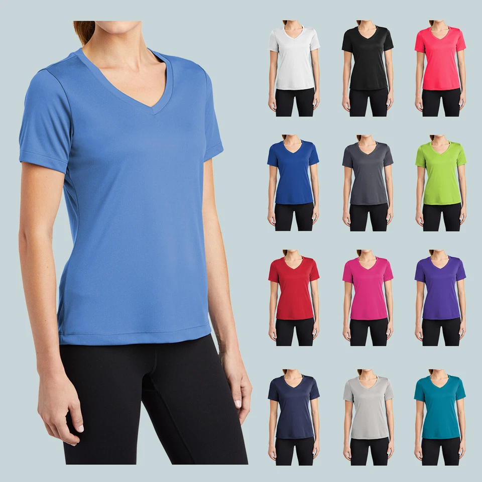 Camiseta de competidor Sport-Tek para mujer cuello en V poliéster PosiCharge manga corta Foto 1 de 1