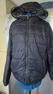 Abercrombie Kids Shearing Lined Fur Puffer Jacket Coat Black AGE 15 - Picture 1 of 5