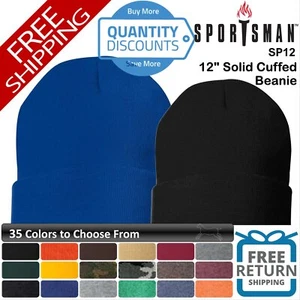 🔥 Sportsman Men 12" Solid 3" Cuffed Beanie Hat acrylic Blends Knit Sp12 - Picture 1 of 71