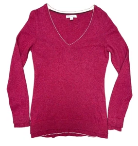 Banana Republic Damen Pullover V-Ausschnitt Doppelbesatz Gr. L Rosa Kaschmir/Wollmischung - Bild 1 von 13