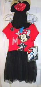 Disney Minnie Mouse Dress Sparkling Skirt Size 18 XXL 4 Extra Bows Travel Style - Picture 1 of 14