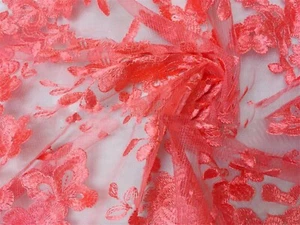Floral Dress Costume Tulle Embroidery Bridesmaid Wedding Gown DIY Lace Fabric - Picture 1 of 39