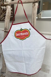 Large White Apron Del Monte Quality Logo Red Piping NEW - Picture 1 of 3