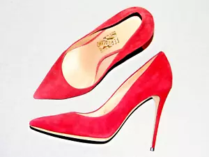 FERRAGAMO - Pumps Gr. 10 = 41 komplett Echtleder - Wildleder Rot NP 580 € TOP! - Bild 1 von 6