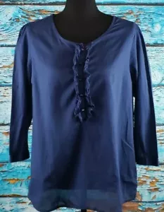 Lands' End Damen Bluse blau gestreift Größe Medium 3/4 Arm - Bild 1 von 9