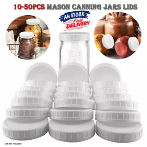 10-50X Mason Jar Lids Unlined Ribbed Plastic Cup Lid Leakproof Bottle Caps Cover - Picture 1 of 12