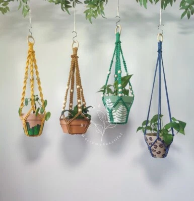 Macrame plant hanger no tassel, Hanging planter no tail, Indoor garden decor,... - Image 1 of 4