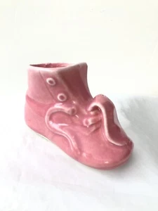 Vintage Keramik Baby Schuh rosa Bootie Übertopf unbeschriftet - Bild 1 von 5