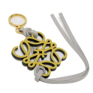 LOEWE Anagram charm C621232XDB key ring Current Classic Calfskin Grey Gold... - Picture 1 of 7