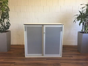 Schärf Aktensideboard 3 Ordnerhöhen weiß Schiebetüren Plexiglas - Bild 1 von 12