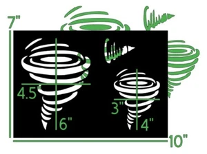 7"x10" Kunststoff Schablone - Tornado (SC893) (Sie wählen die Farbe) - Bild 1 von 9