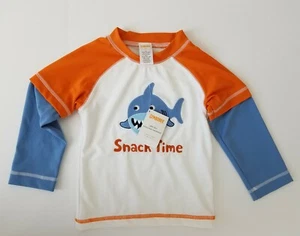 Gymboree Tiburón Snack Time Rashguard Nadar Manga Larga Camisa Niños 2T NUEVO - Imagen 1 de 6
