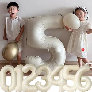 FOLIENBALLONS ZAHLEN CREME WEISS Geburtstag Party Deko Luftballons Helium Ballon - Bild 1 von 18