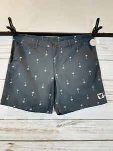 Disney Junk Food Mens Shorts Size XL Gray Flat Front 3 Pockets w/Palm Trees - Picture 1 of 4