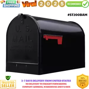 Stanley Black, Extra Large, Steel, Post Mount Mailbox - Picture 1 of 7