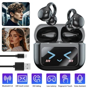 Wireless Bluetooth 5.4 Headset TWS Earphones Earbuds Stereo Headphones Ear Hook - Picture 1 of 14