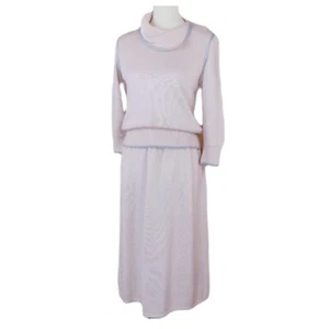 Vintage Pink Gray Knit Long Sleeve Sweater 2 Piece Skirt Set S/M - Picture 1 of 10