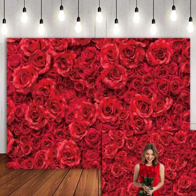 Red Rose Flower Backdrop Wedding Party Supply Props Floral Theme Photo Backdrop - Image 1 of 4